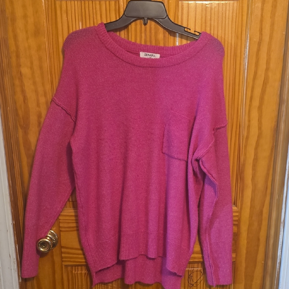 Zara Women's Fuchsia Crew Neck Sweater